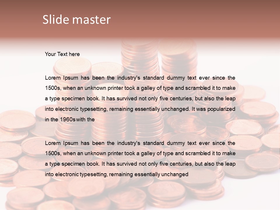 Pile Coins Isolated On White PowerPoint Template