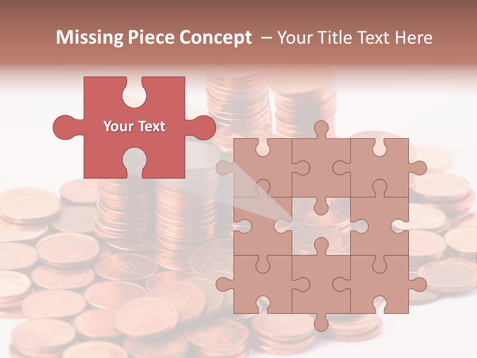 Pile Coins Isolated On White PowerPoint Template