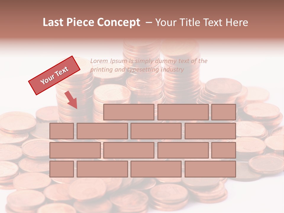 Pile Coins Isolated On White PowerPoint Template