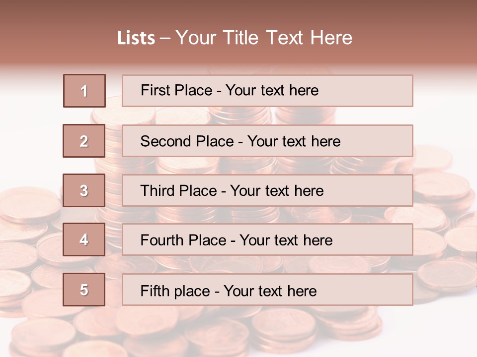 Pile Coins Isolated On White PowerPoint Template
