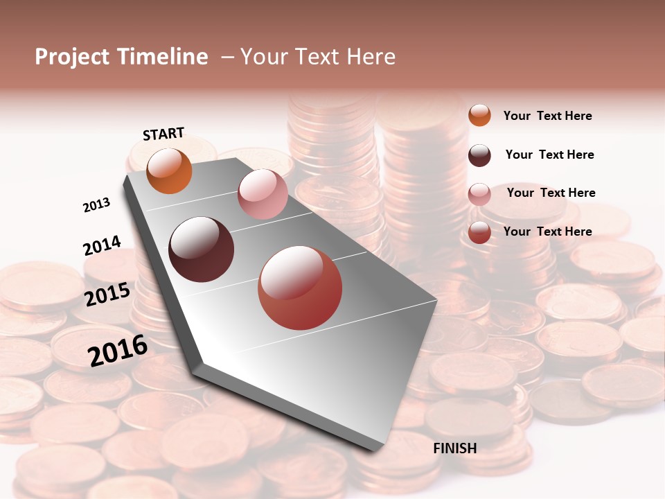 Pile Coins Isolated On White PowerPoint Template