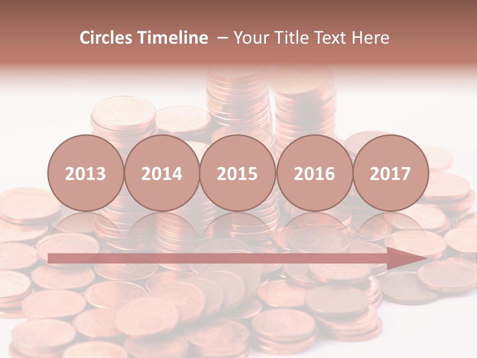 Pile Coins Isolated On White PowerPoint Template