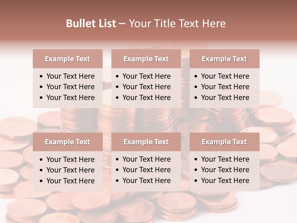 Pile Coins Isolated On White PowerPoint Template