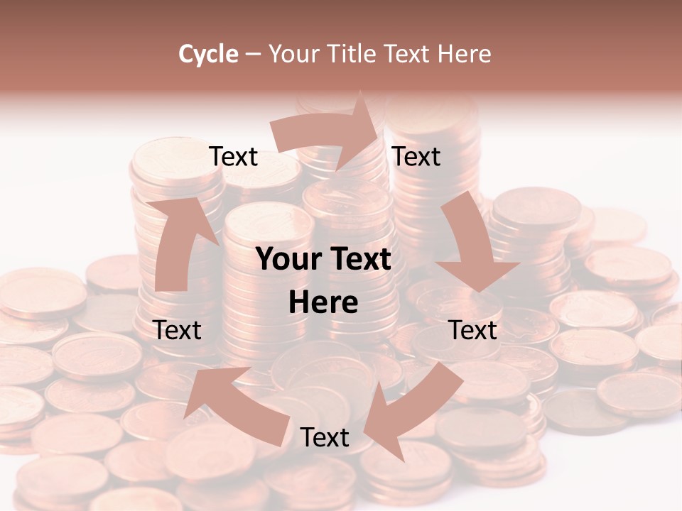 Pile Coins Isolated On White PowerPoint Template