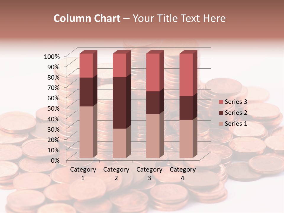Pile Coins Isolated On White PowerPoint Template