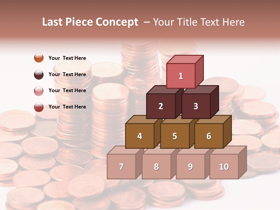 Pile Coins Isolated On White PowerPoint Template