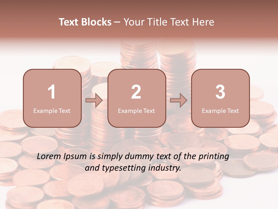 Pile Coins Isolated On White PowerPoint Template