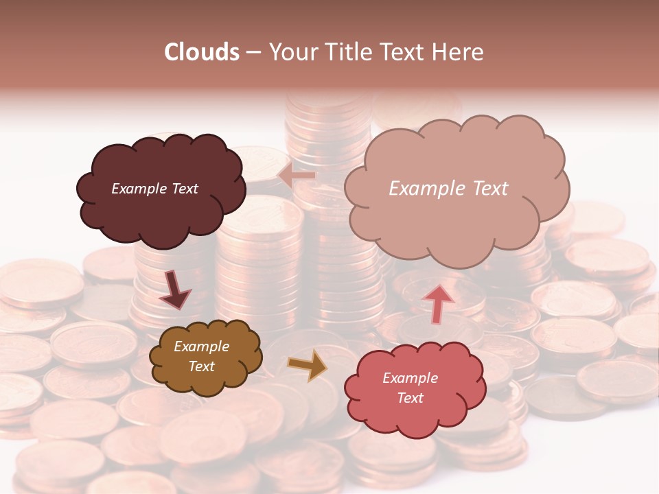 Pile Coins Isolated On White PowerPoint Template