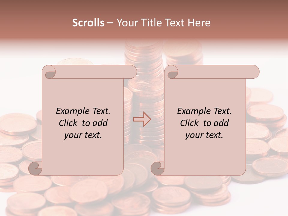 Pile Coins Isolated On White PowerPoint Template