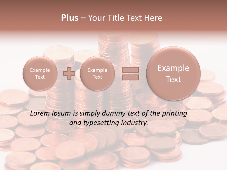 Pile Coins Isolated On White PowerPoint Template