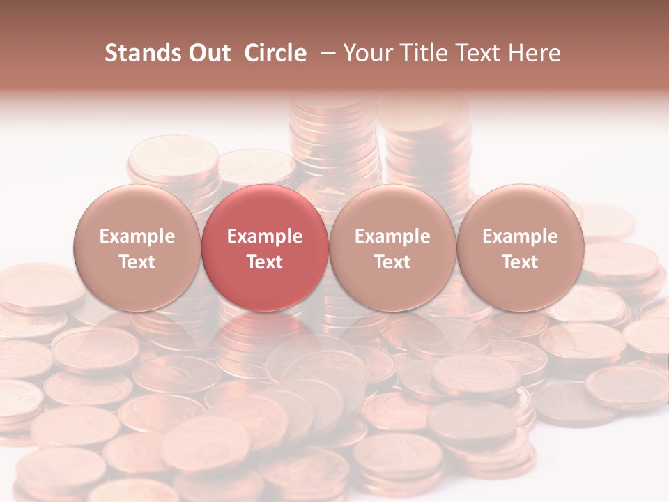 Pile Coins Isolated On White PowerPoint Template