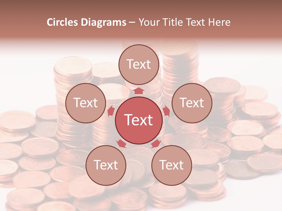 Pile Coins Isolated On White PowerPoint Template