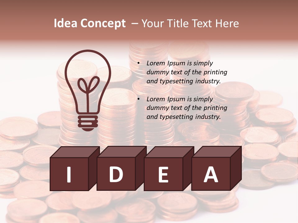 Pile Coins Isolated On White PowerPoint Template