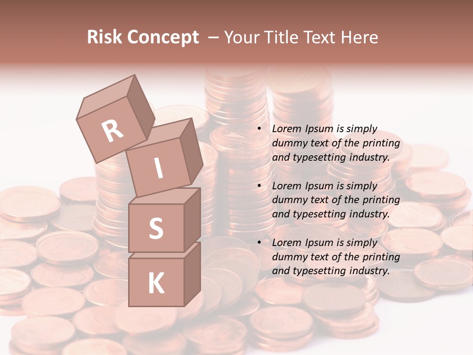 Pile Coins Isolated On White PowerPoint Template