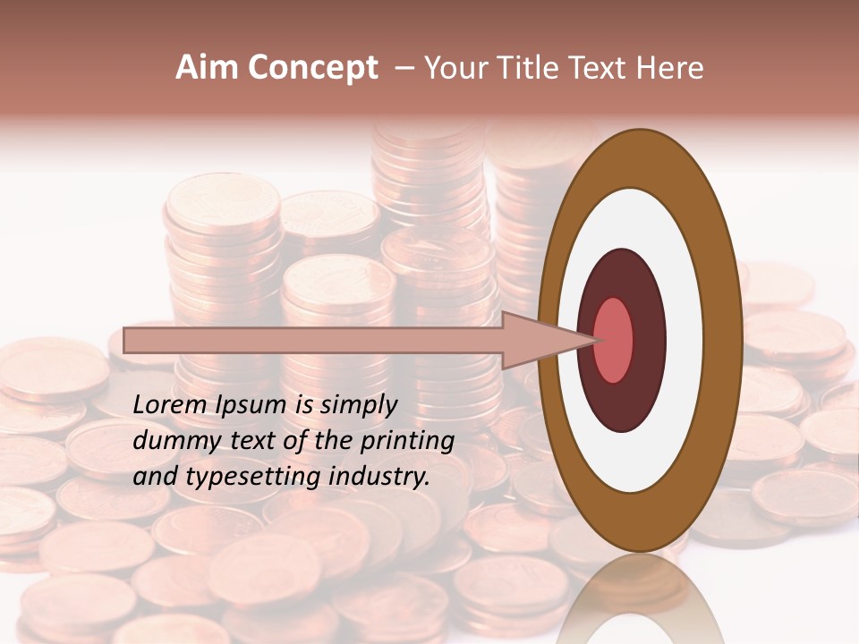 Pile Coins Isolated On White PowerPoint Template