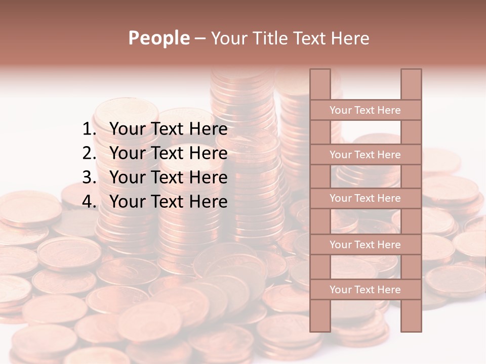 Pile Coins Isolated On White PowerPoint Template