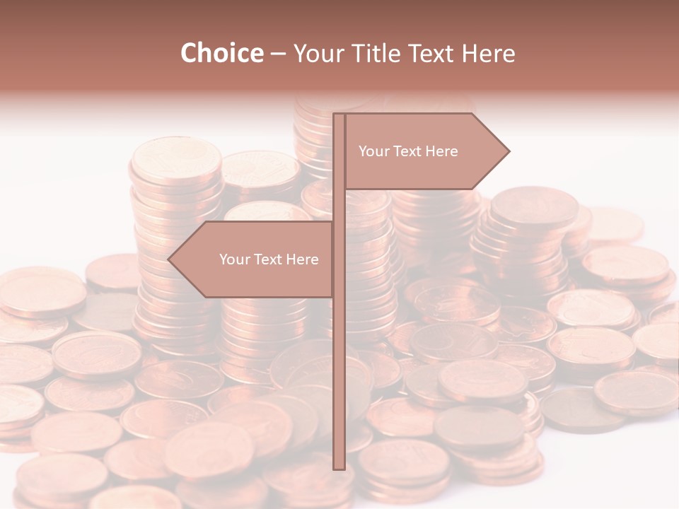 Pile Coins Isolated On White PowerPoint Template