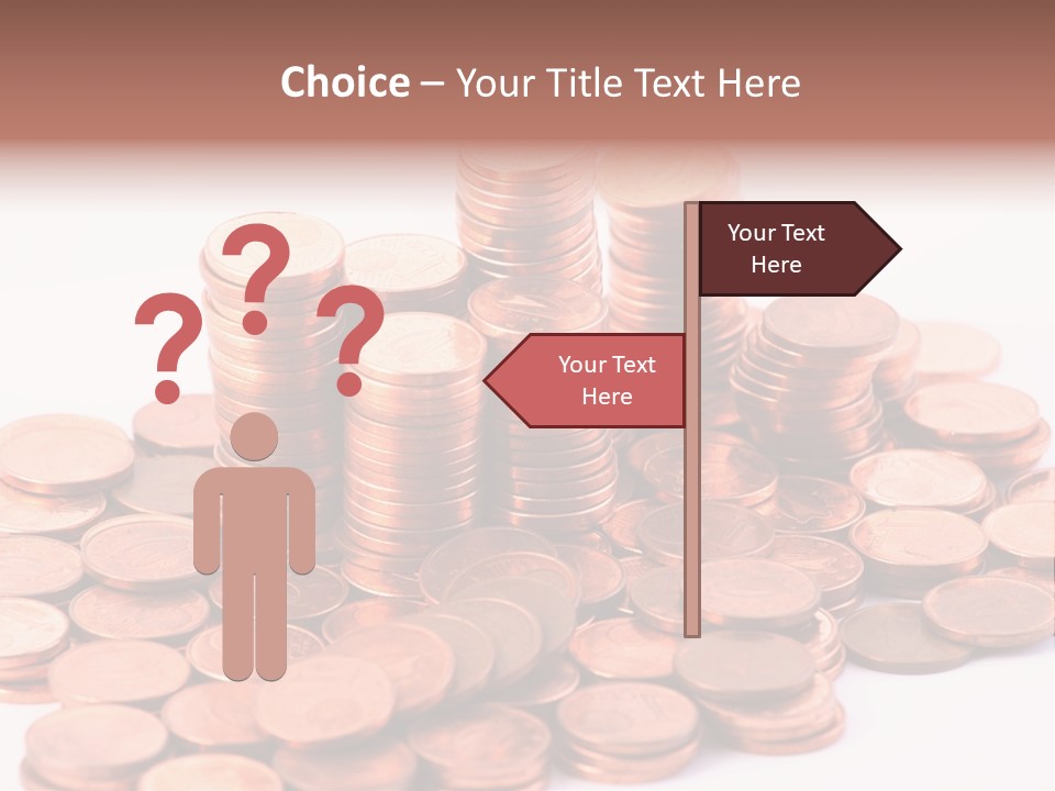 Pile Coins Isolated On White PowerPoint Template