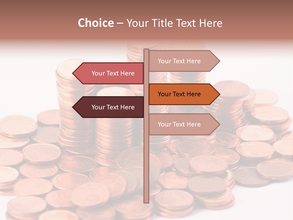 Pile Coins Isolated On White PowerPoint Template