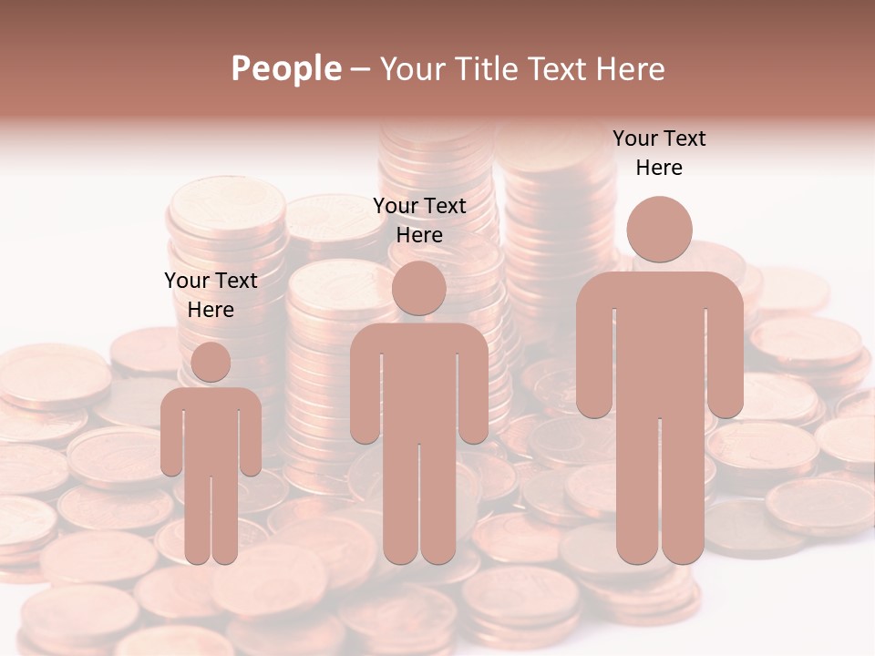 Pile Coins Isolated On White PowerPoint Template