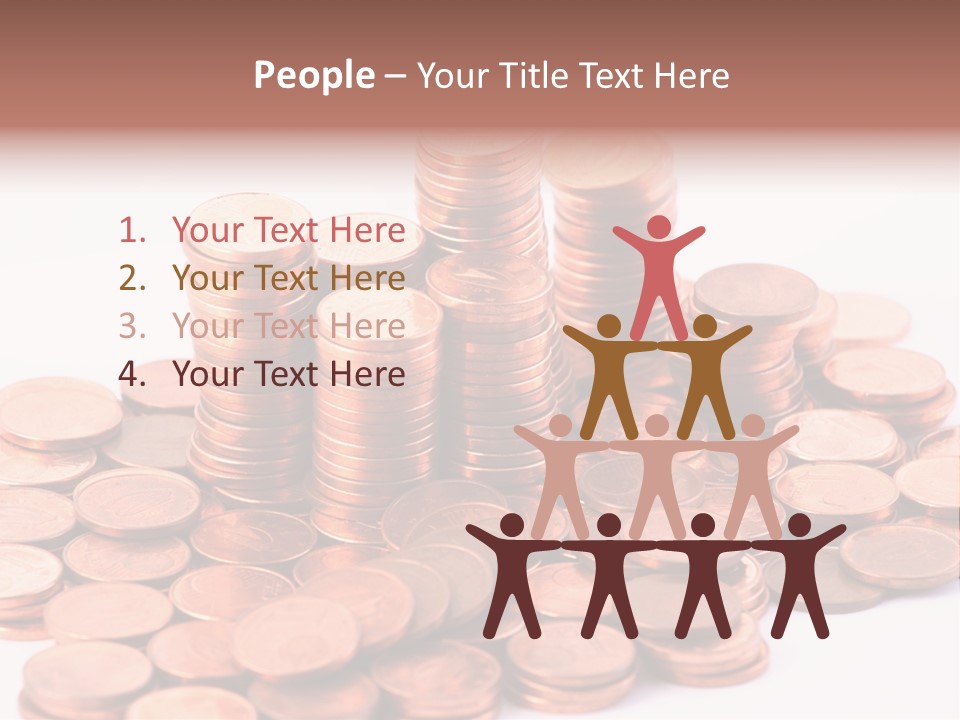 Pile Coins Isolated On White PowerPoint Template