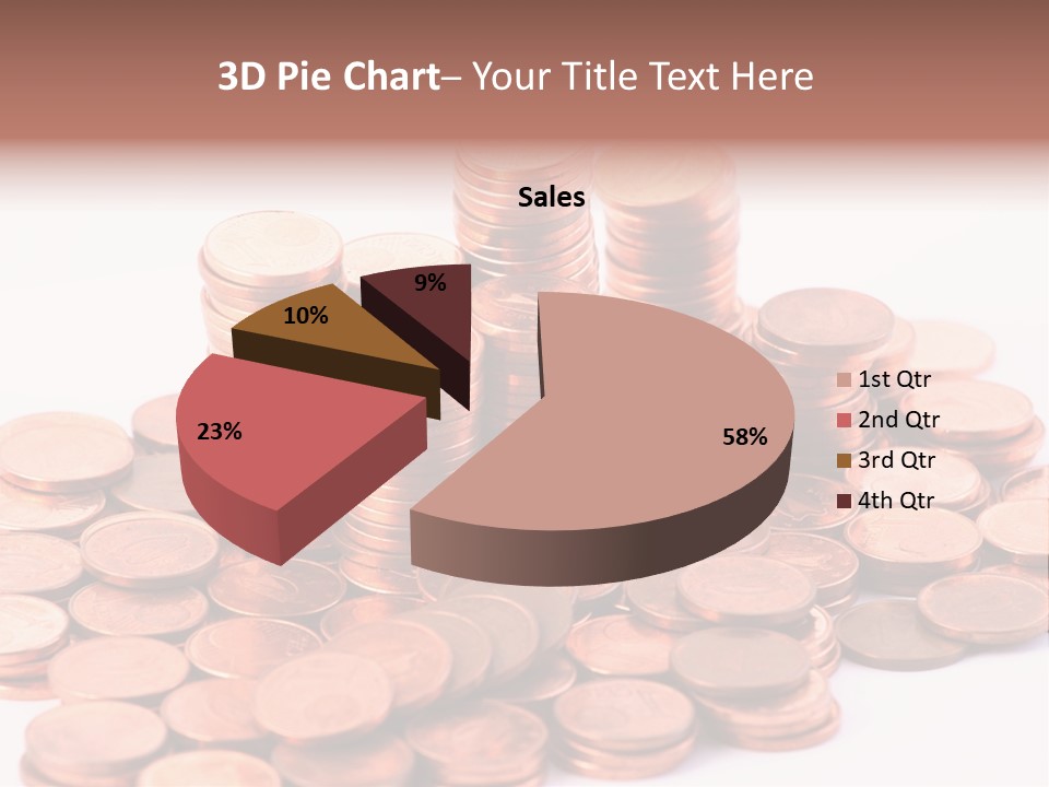 Pile Coins Isolated On White PowerPoint Template