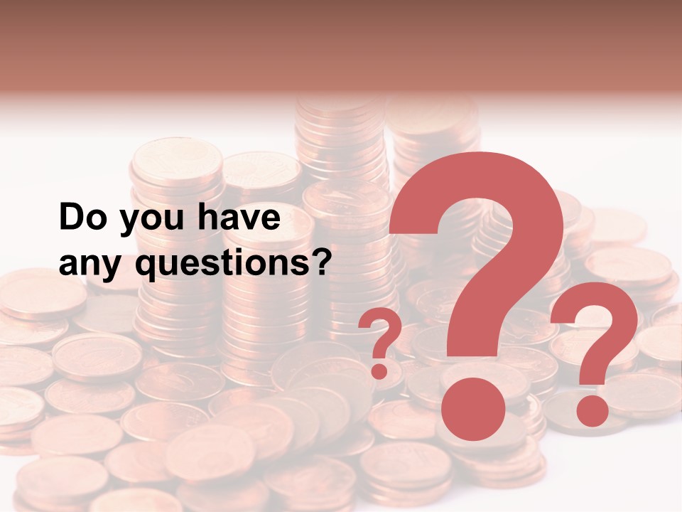 Pile Coins Isolated On White PowerPoint Template