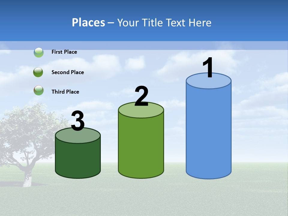 Alone Tree And Beautiful Sky With Clouds - 3D Landscape Scene. PowerPoint Template