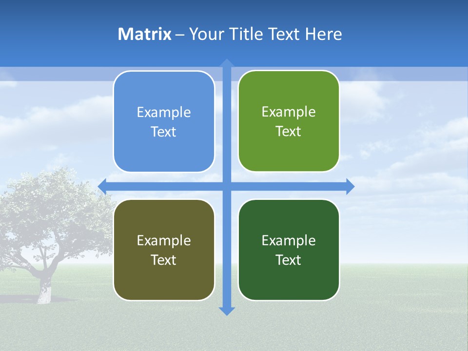 Alone Tree And Beautiful Sky With Clouds - 3D Landscape Scene. PowerPoint Template