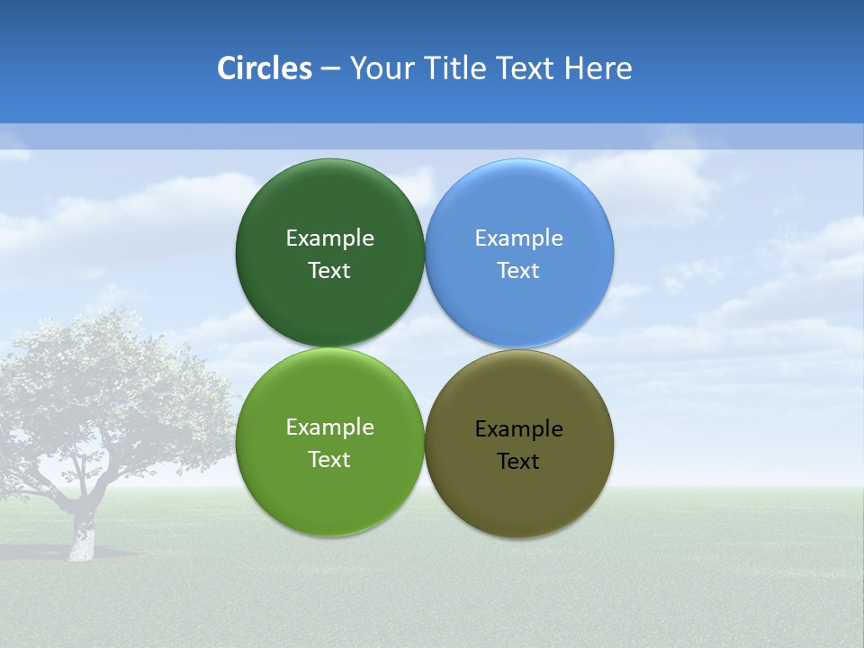 Alone Tree And Beautiful Sky With Clouds - 3D Landscape Scene. PowerPoint Template