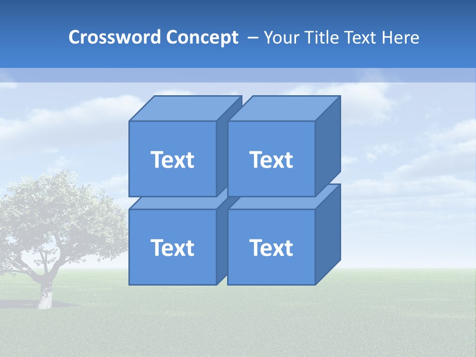 Alone Tree And Beautiful Sky With Clouds - 3D Landscape Scene. PowerPoint Template
