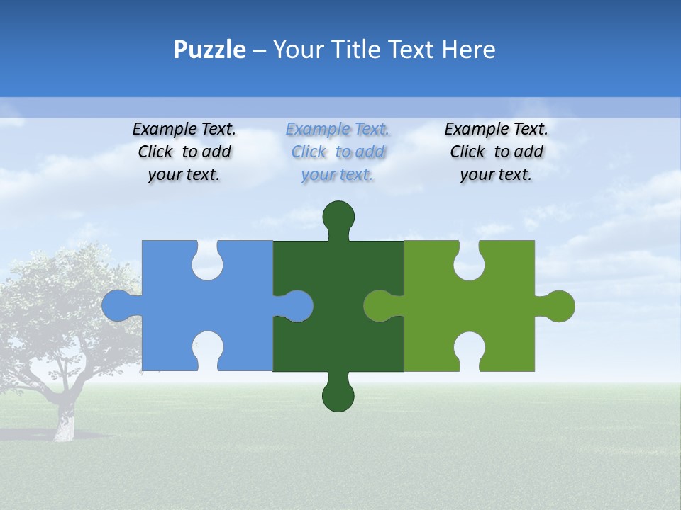 Alone Tree And Beautiful Sky With Clouds - 3D Landscape Scene. PowerPoint Template