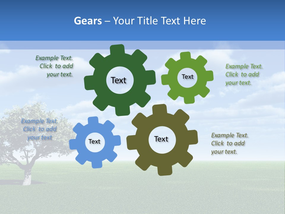 Alone Tree And Beautiful Sky With Clouds - 3D Landscape Scene. PowerPoint Template