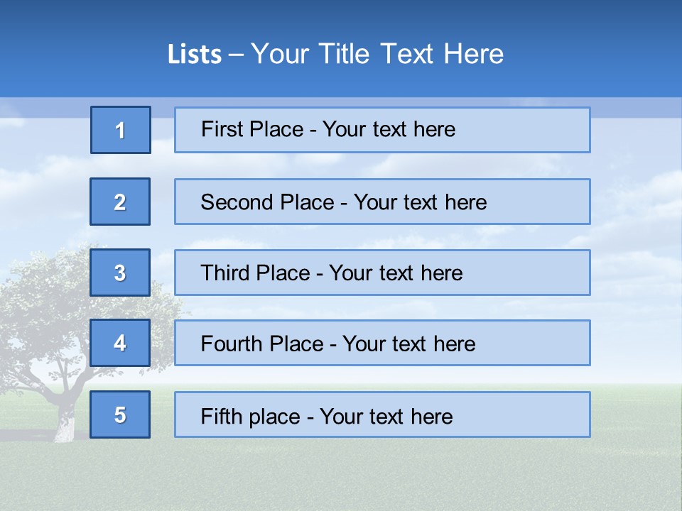 Alone Tree And Beautiful Sky With Clouds - 3D Landscape Scene. PowerPoint Template