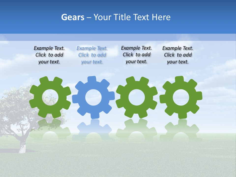 Alone Tree And Beautiful Sky With Clouds - 3D Landscape Scene. PowerPoint Template