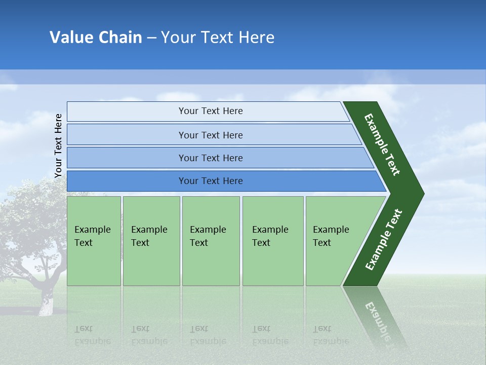 Alone Tree And Beautiful Sky With Clouds - 3D Landscape Scene. PowerPoint Template
