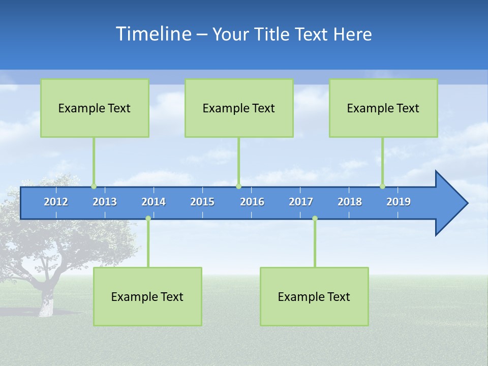 Alone Tree And Beautiful Sky With Clouds - 3D Landscape Scene. PowerPoint Template