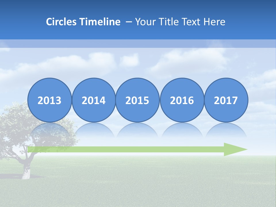 Alone Tree And Beautiful Sky With Clouds - 3D Landscape Scene. PowerPoint Template