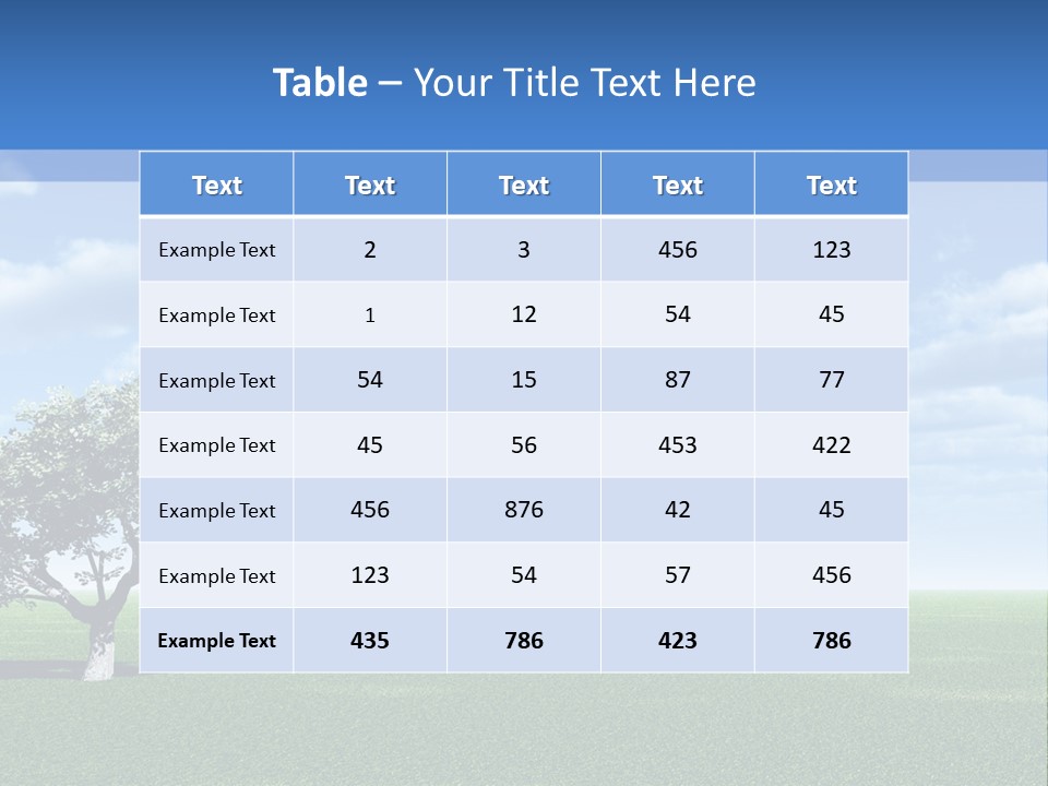 Alone Tree And Beautiful Sky With Clouds - 3D Landscape Scene. PowerPoint Template