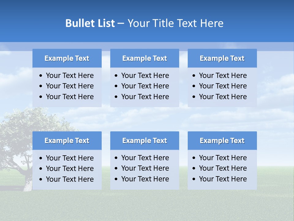 Alone Tree And Beautiful Sky With Clouds - 3D Landscape Scene. PowerPoint Template