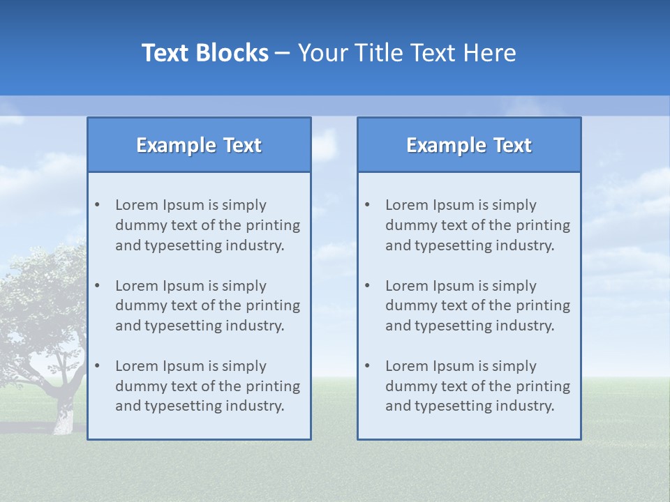 Alone Tree And Beautiful Sky With Clouds - 3D Landscape Scene. PowerPoint Template