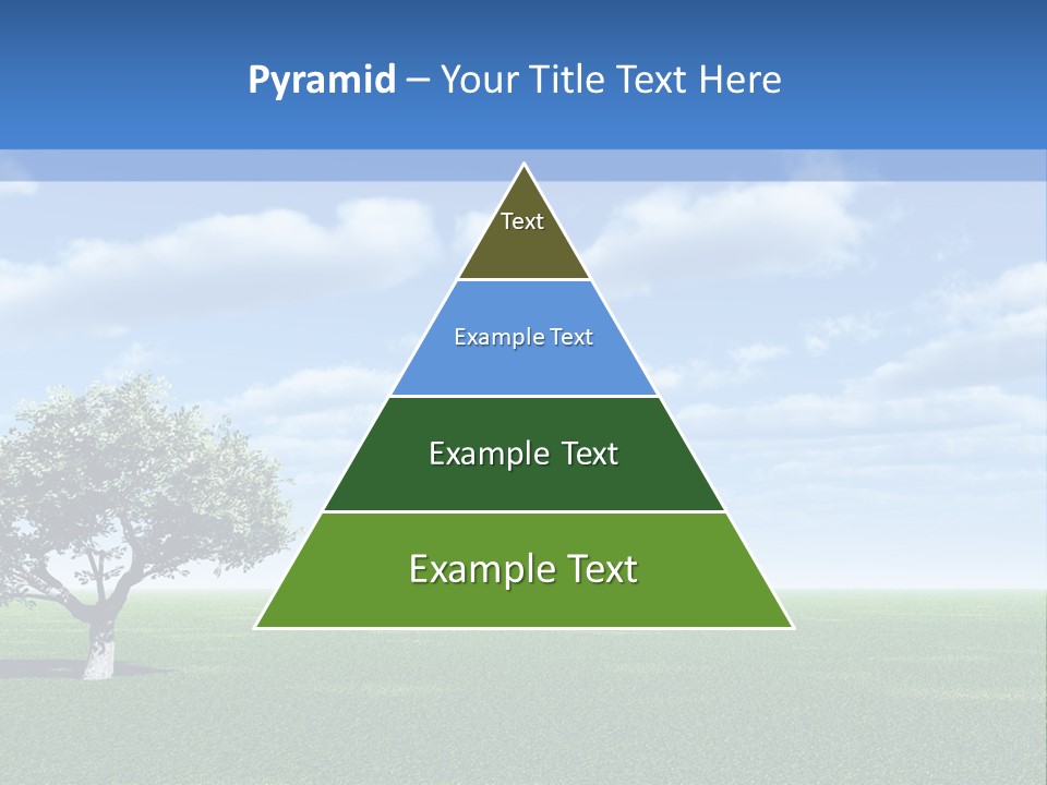 Alone Tree And Beautiful Sky With Clouds - 3D Landscape Scene. PowerPoint Template
