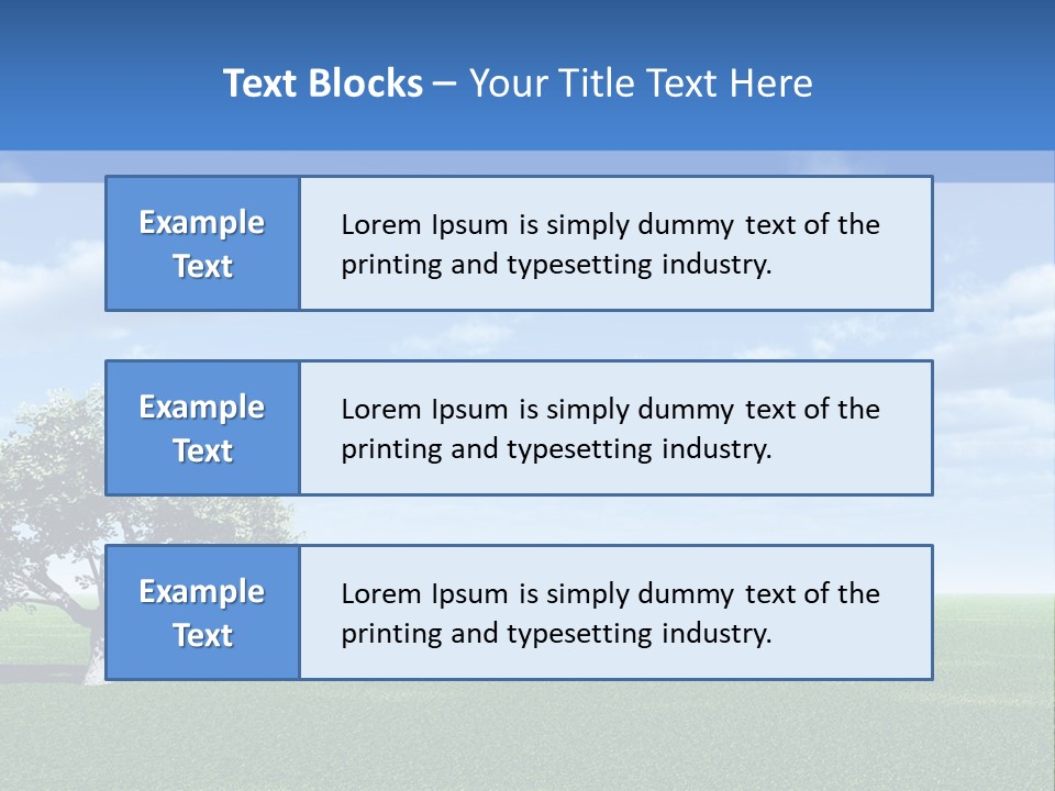 Alone Tree And Beautiful Sky With Clouds - 3D Landscape Scene. PowerPoint Template