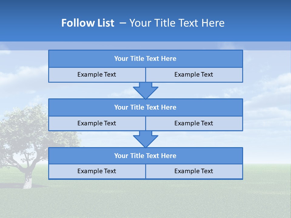 Alone Tree And Beautiful Sky With Clouds - 3D Landscape Scene. PowerPoint Template