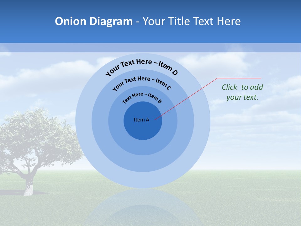 Alone Tree And Beautiful Sky With Clouds - 3D Landscape Scene. PowerPoint Template