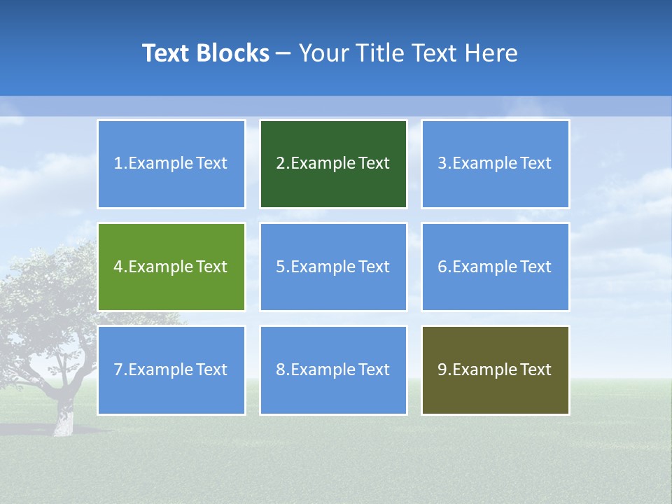 Alone Tree And Beautiful Sky With Clouds - 3D Landscape Scene. PowerPoint Template