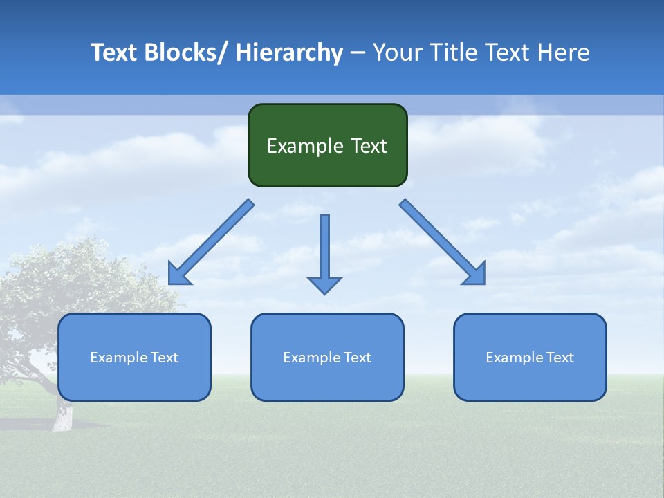 Alone Tree And Beautiful Sky With Clouds - 3D Landscape Scene. PowerPoint Template