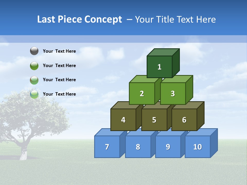Alone Tree And Beautiful Sky With Clouds - 3D Landscape Scene. PowerPoint Template