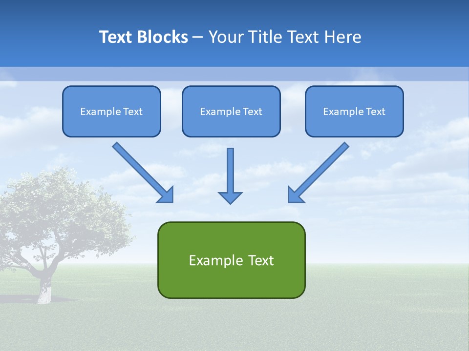 Alone Tree And Beautiful Sky With Clouds - 3D Landscape Scene. PowerPoint Template