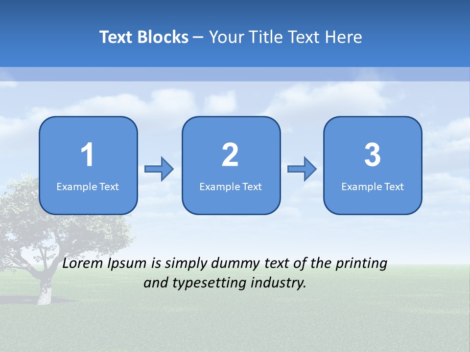 Alone Tree And Beautiful Sky With Clouds - 3D Landscape Scene. PowerPoint Template